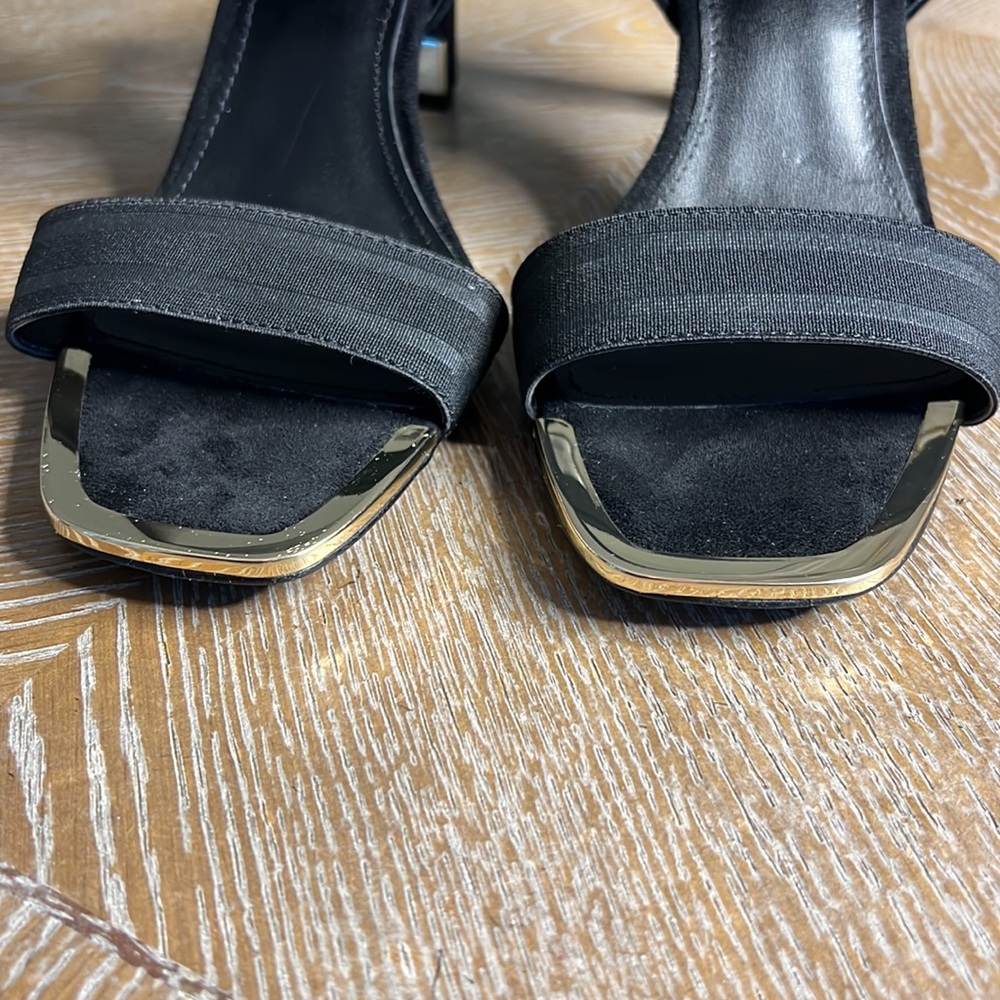 DKNY Black Stretch Metal Bryson Square Toe Stiletto SlipSlingback Sandal - Picture 6 of 12
